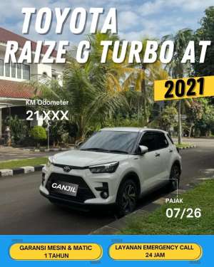 Jual bekas TOYOTA RAIZE G TURBO 2021 AT MATICGANJIL,lokasi di Bogor Kab.