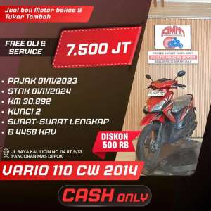 Jual bekas VARIO 110 CW 2014 KUNCI 2 CASH ONLY KREDIVO INDODANA SPAYLATER ALISTA,lokasi di Depok Kota