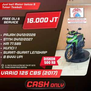 Jual bekas VARIO 125 CBS 2017 PAJAK HIDUP CC 0 KREDIVO TOKPEDIA SPAYLATER GOPAY,lokasi di Depok Kota