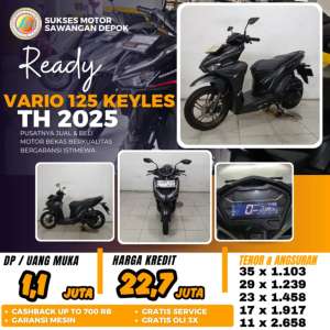 Jual bekas VARIO 125 CBS ISS 2025 KEYLES HITAM DOF UNIT MULUS DI SUKSES MOTOR,lokasi di Depok Kota