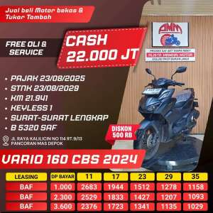 Jual bekas VARIO 160 CBS 2024 DP 1 JUTA KREDIVO INDODANA ALLOBANK GOPAY ALISTA,lokasi di Jakarta Selatan