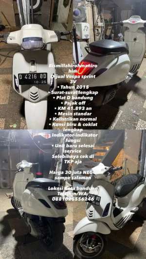 Jual bekas Vespa sprint 3V,lokasi di Bandung Kota