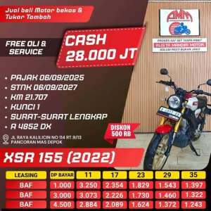 Jual bekas XSR 155 2022 DP 1 JUTA CASHKREDIT KREDIVO INDODANA SPAYLATER ALISTA,lokasi di Depok Kota