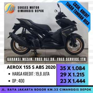 Jual bekas YAMAHA AEROX 155 S 2020 KEYLESS DP 400 SUKSES MOTOR,lokasi di Depok Kota