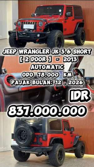 Jual bekas 3 YEAR WARRANTYWRANGLER JK SPORT 3.6 SHORT 2014 SIAP PAKAI,lokasi di Jakarta Utara