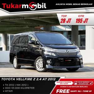 Jual bekas BERGARANSI TOYOTA VELLFIRE 2.4 Z MATIC TAHUN 2012 HITAM GANJIL,lokasi di  
