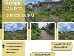 Dijual Kavling SHM Strategis DUPRO SUPER LAND 14 -DesaGeuce Iniem,Jl. Jendral Sudirman III, Kec. Banda Raya, Banda Aceh lokasi di Banda Aceh Kota, tersedia melalui melalui situs Olx