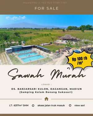 DIJUAL SAWAH MURAH Rp 100rbm - Akses Truk Dekat Kota lokasi di Madiun Kab., tersedia melalui melalui situs Olx