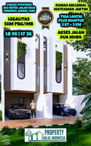 Jual Rumah Modern Matraman Utan Kayu Jakarta SHM PBG Akses Dua Mobil lokasi di Jakarta Timur, tersedia melalui melalui situs Olx