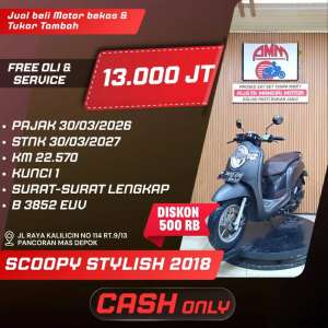 Jual bekas SCOOPY STYLISH 2018 CASH ONLY KREDIVO INDODANA SPAYLATER GOPAY ALISTA,lokasi di  