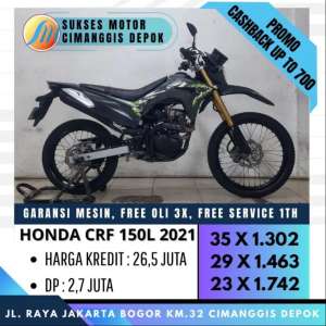 Jual bekas CRF 150L GOOD CODITION SIAP PAKAI KREDIT CASH SUKSES MOTOR,lokasi di Bogor Kab.