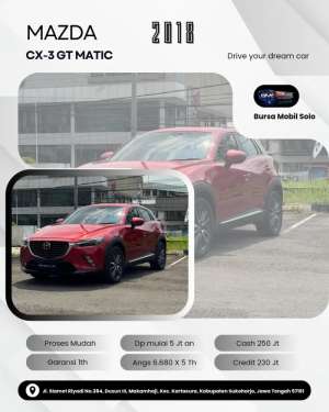 Jual bekas Dp 5JtMAZDA CX3 GT 2018 MATIC,lokasi di Surakarta Kota