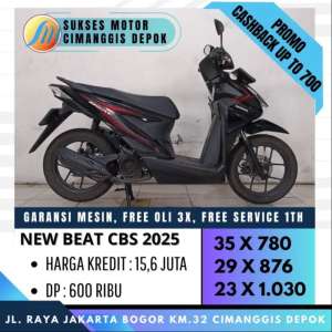 Jual bekas NEW BEAT CBS 2025 TERMURAH KREDIT DP 600 SUKSES MOTOR,lokasi di Bogor Kab.