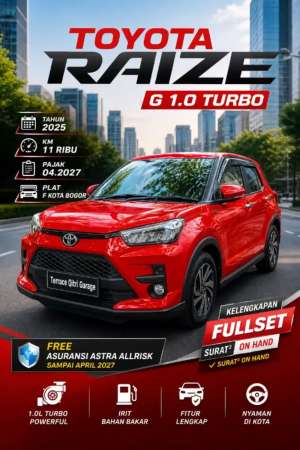Jual bekas RAIZE G MATIC 1.0 TURBO,lokasi di Bogor Kota