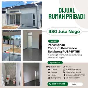 DI JUAL RUMAH DEKAT PUSPIPTEK 380JT NEGO lokasi di Bogor Kab., tersedia melalui melalui situs Olx