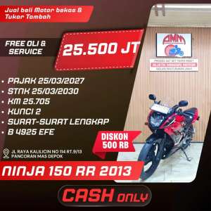 Jual bekas NINJA 150 RR 2014 KUNCI 2 PAJAK HIDUP CASH ONLY ALISTA,lokasi di Jakarta Timur