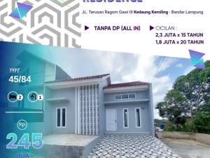 Rumah Bebas DP AL KHAAFIDH Residen deket Taman Wisata LENGKUNG LANGIT lokasi di Bandar Lampung Kota, tersedia melalui melalui situs Olx