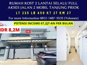 Rumah Kost 2 Lantai Akses Jalan 2 Mobil Tanjung Priok lokasi di Jakarta Utara, tersedia melalui melalui situs Olx