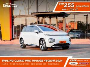 Jual bekas Wuling Cloud ev Pro range 460 km 2024 biru muda matic listrik,lokasi di Jakarta Selatan