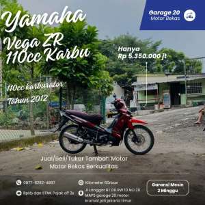 Jual bekas Yamaha Vega Zr 110cc Karburator Tahun 2012,lokasi di Jakarta Timur