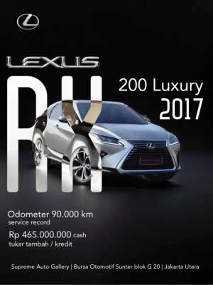 Jual bekas Lexus RX 200 Luxury 2017 Sonic,lokasi di Jakarta Utara