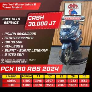 Jual bekas PCX 169 ABS 2024 DP 1 JUTA CASHKREDIT ALISTA,lokasi di Depok Kota