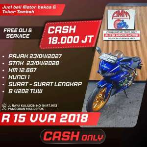Jual bekas R 15 VVA 2018 PAJAK HIDUP CASH ONLY ALISTA,lokasi di Depok Kota