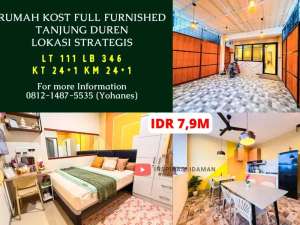 Rumah Kost Full Furnished Tanjung Duren Lokasi Strategis lokasi di Jakarta Barat, tersedia melalui melalui situs Olx