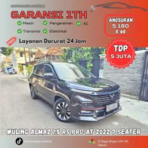 Jual bekas TDP TERMURAH 5 JT WULING ALMAZ 1.5 RS PRO AT 2022 PAJAK PANJANG,lokasi di Depok Kota