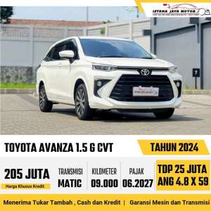 Jual bekas Toyota Avanza G CVT AT th 2024 istana jaya motor,lokasi di Tangerang Kota