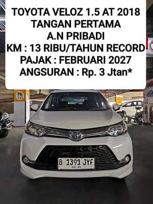 Jual bekas Toyota Avanza Veloz 1.5 AT 2018 Putih Tangan Pertama,lokasi di Jakarta Utara